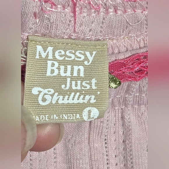 Messy Bun Just Chillin Cherry & Lemon Crop Top Pajama Set, Large - Picture 5 of 5